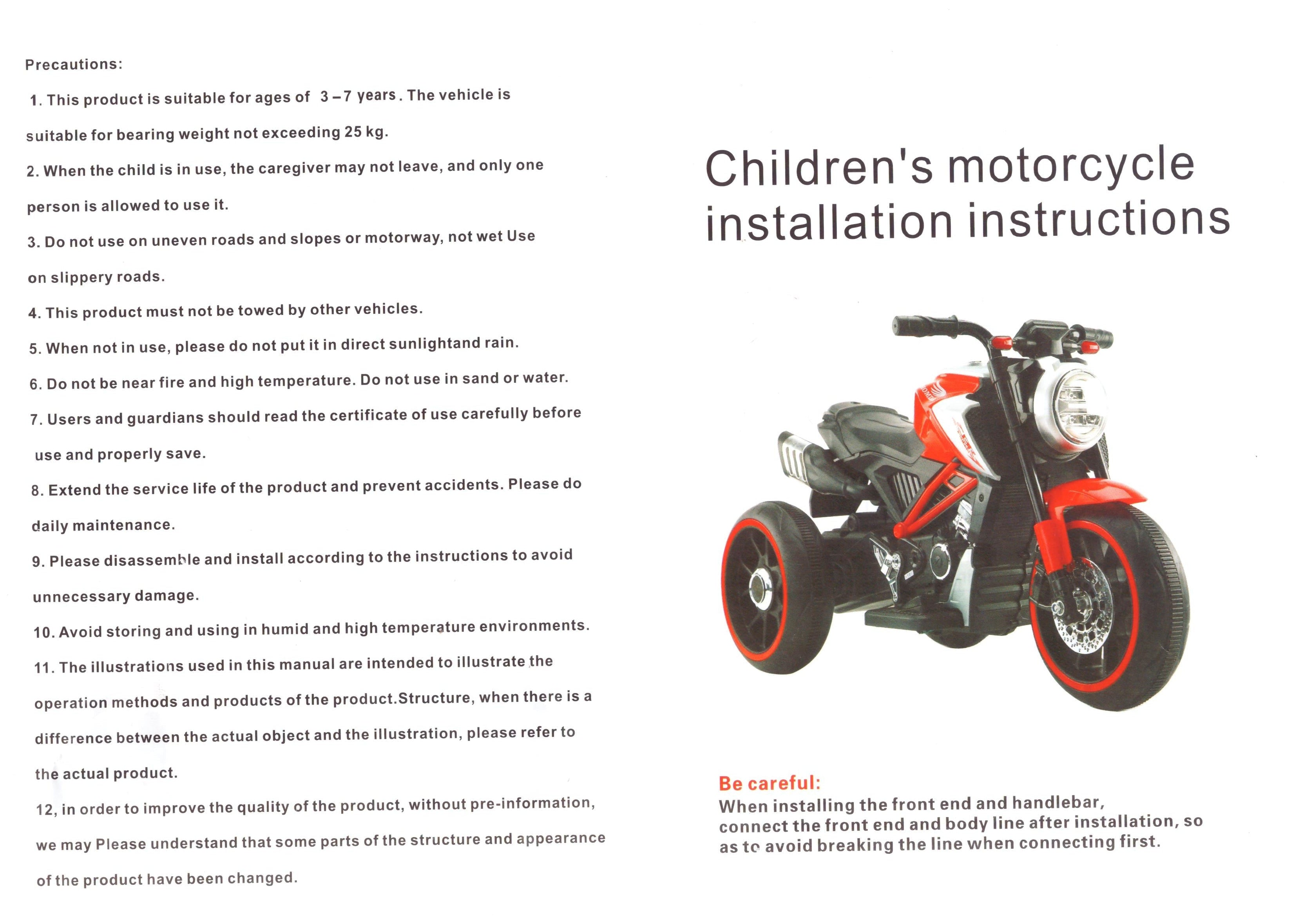 Electric Ride-On Motorbike for Kids – 6V 7AH Battery, Dual 380W Motors, LED Lights & Music – White