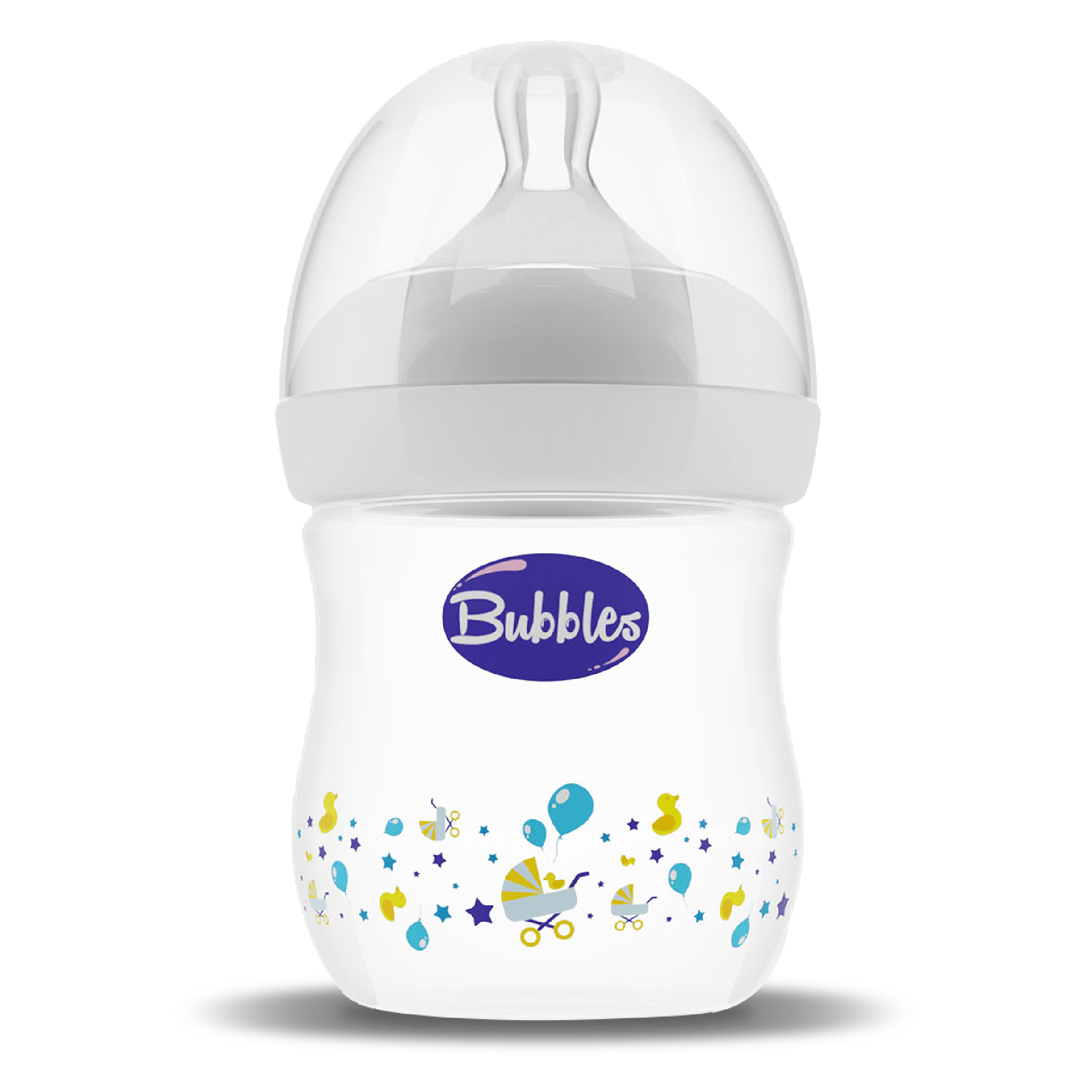 زجاجة رضاعة طبيعية بدون يد سعة 150 مل - بيضاء (قد يختلف التصميم على الزجاجة)