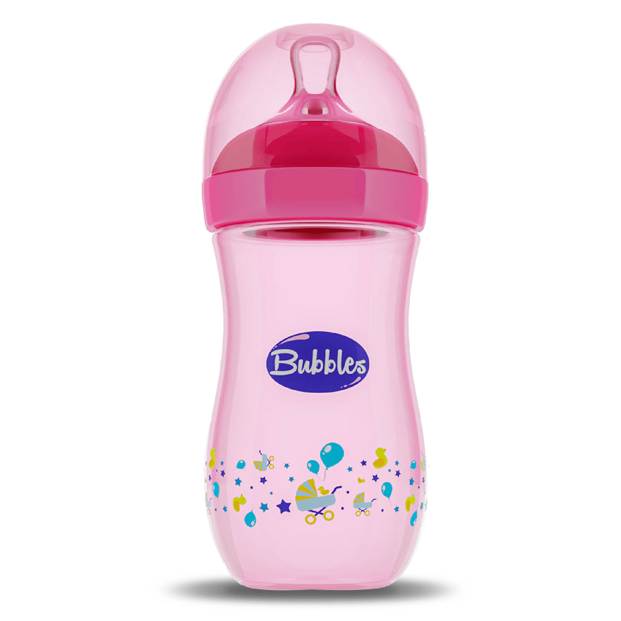 Bubbles natural feeding bottle without hand 280 ml - Pink ( Style on bottle May vary )