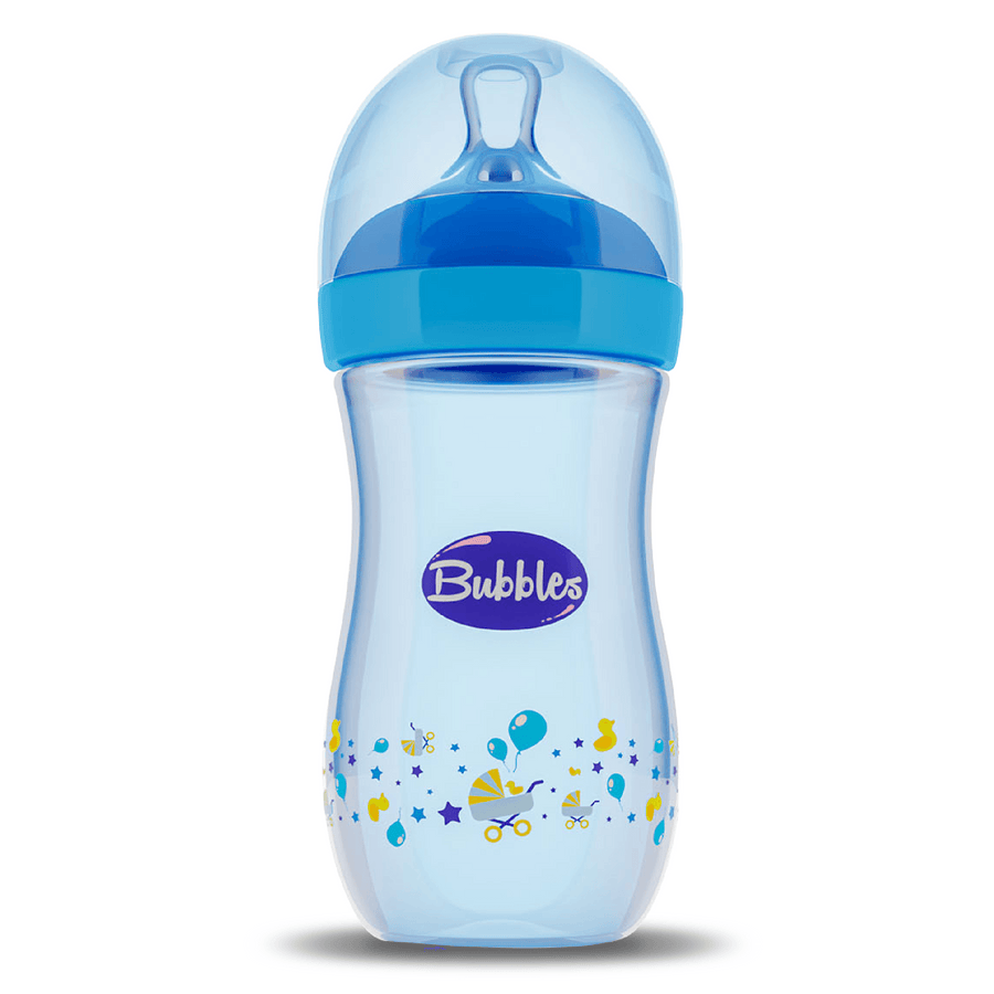 Bubbles natural feeding bottle without hand 280 ml - Blue ( Style on bottle May vary )