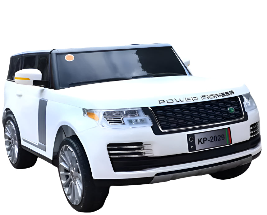 سيارة كهربائية للأطفال بجهد ١٢ فولت، مزودة بأربعة محركات بقوة ٣٩٠ واط | مقعد مزدوج، بلوتوث، جهاز تحكم عن بُعد، أضواء LED وموسيقى - لون أبيض