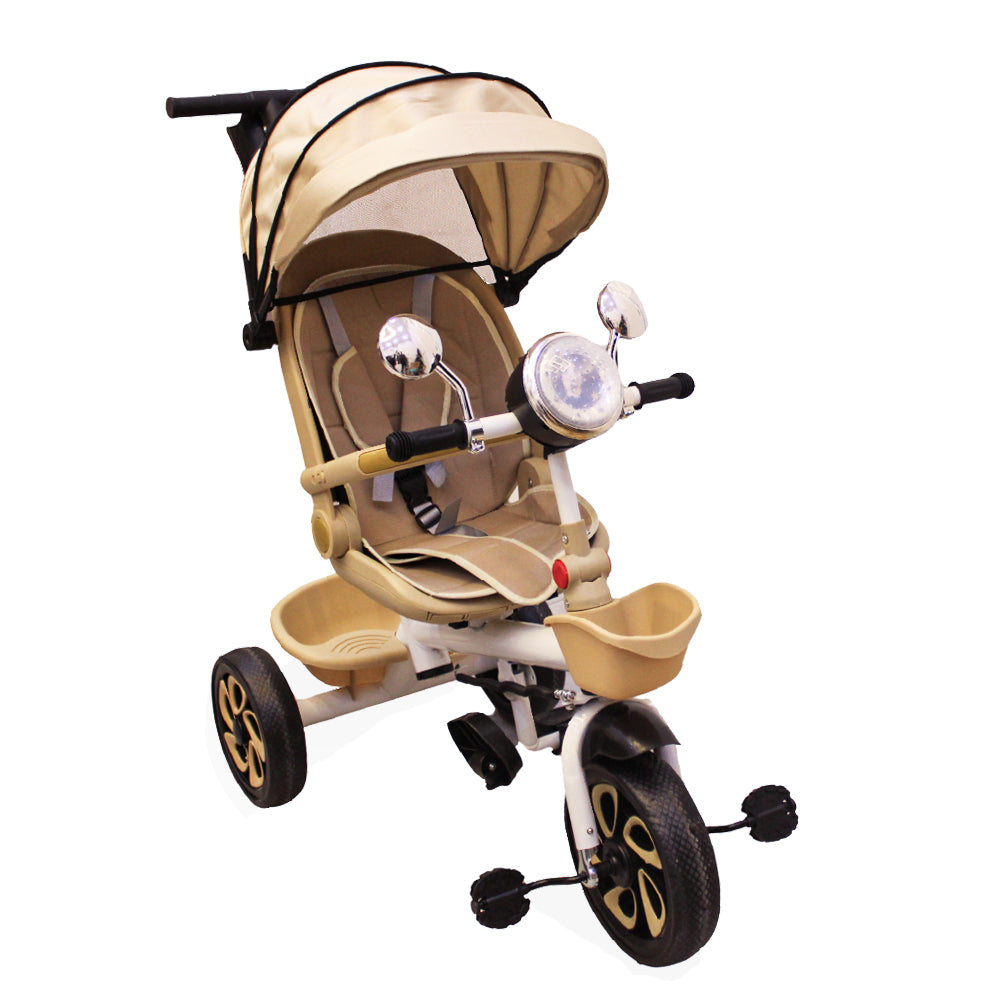 4-in-1 Kids Stroller Trike – Convertible Toddler Tricycle with Premium Car-Style Design - Beige
