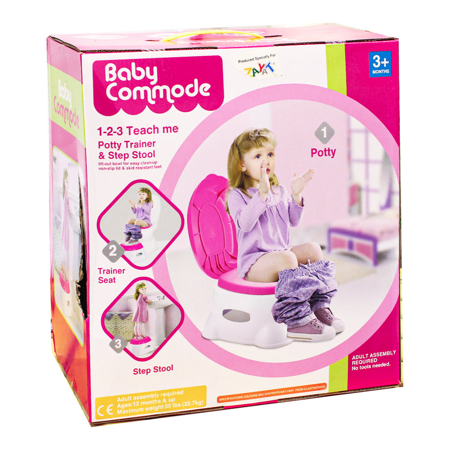 BABY COMMODE 1-2-3 Teach Me Potty Trainer & Step Stool - Pink