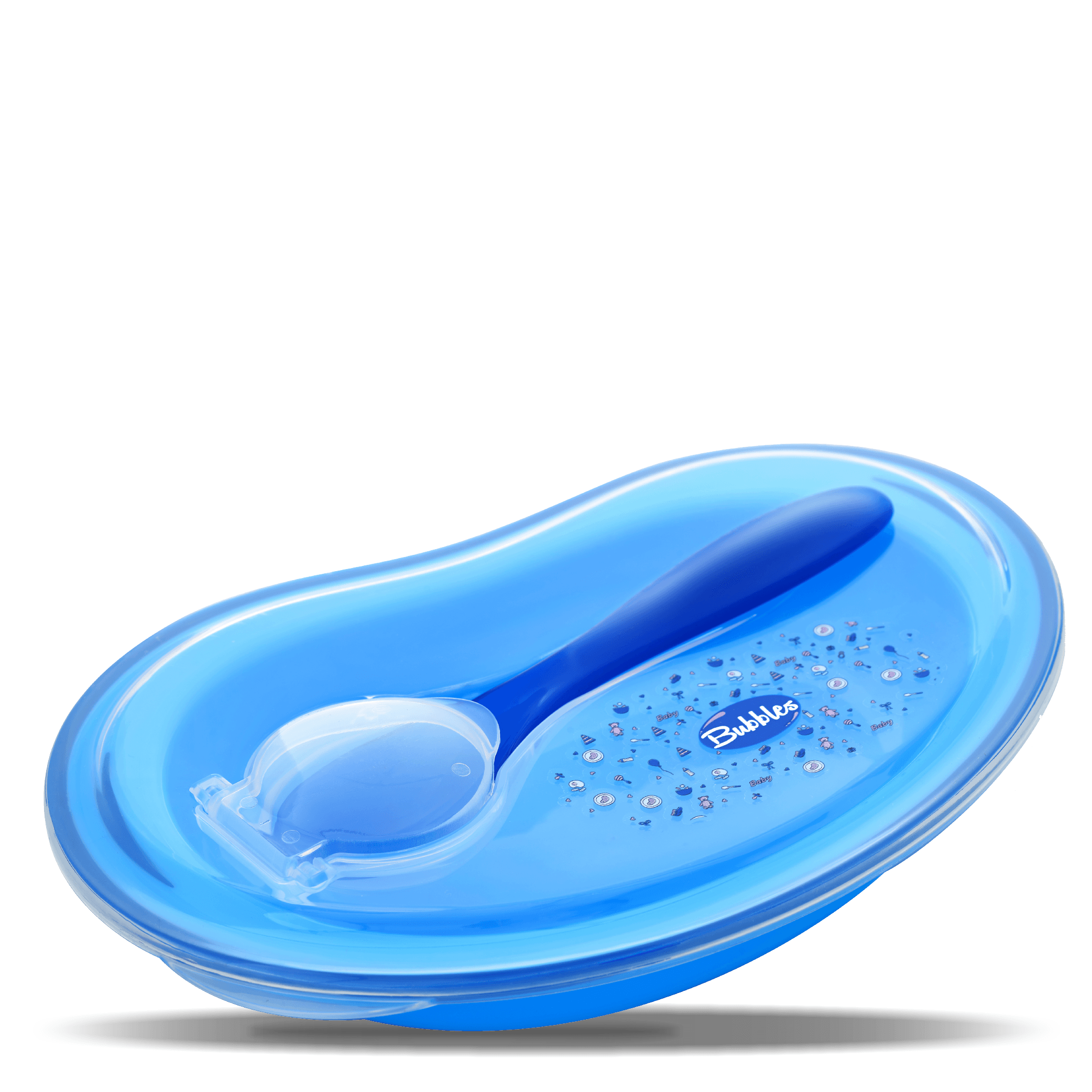 طبق فقاعات بغطاء وملعقة - أزرق