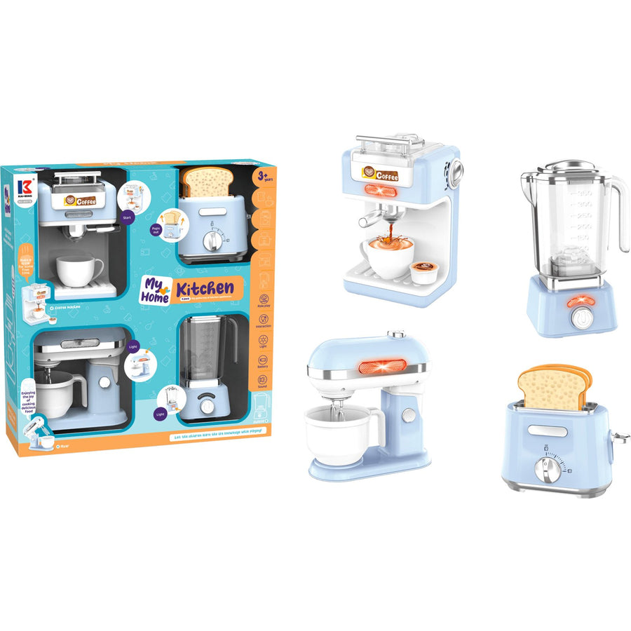 4-in-1 "My Home My Kitchen" Appliance Set Coffee Maker, Mixer, Blender, and Toaster with Light & Sound Effects