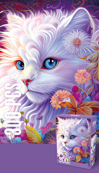 Celestial Whiskers: Vibrant 300-Piece Fantasy Cat Jigsaw Puzzle