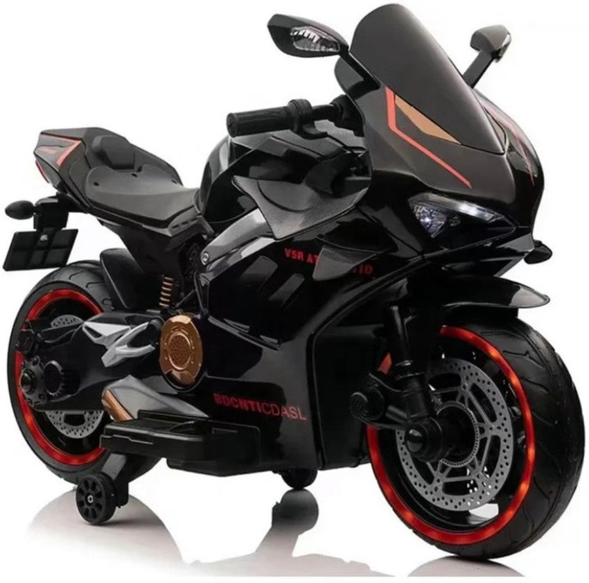 12V Kids Electric Ride-On Motorbike – 550W Motor, Lights, USB, Bluetooth & Early Education – Black