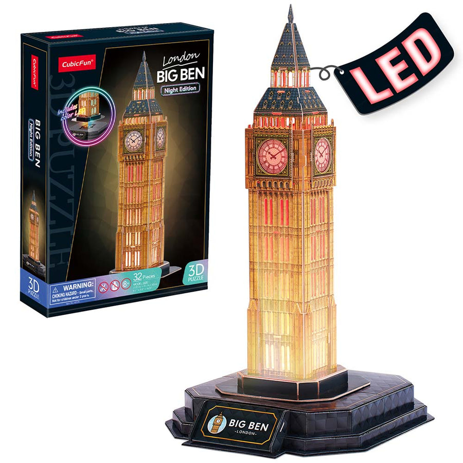 CubicFun Night Edition Big Ben 3D Puzzles 23.2 × 25 × 42cm 32 pcs