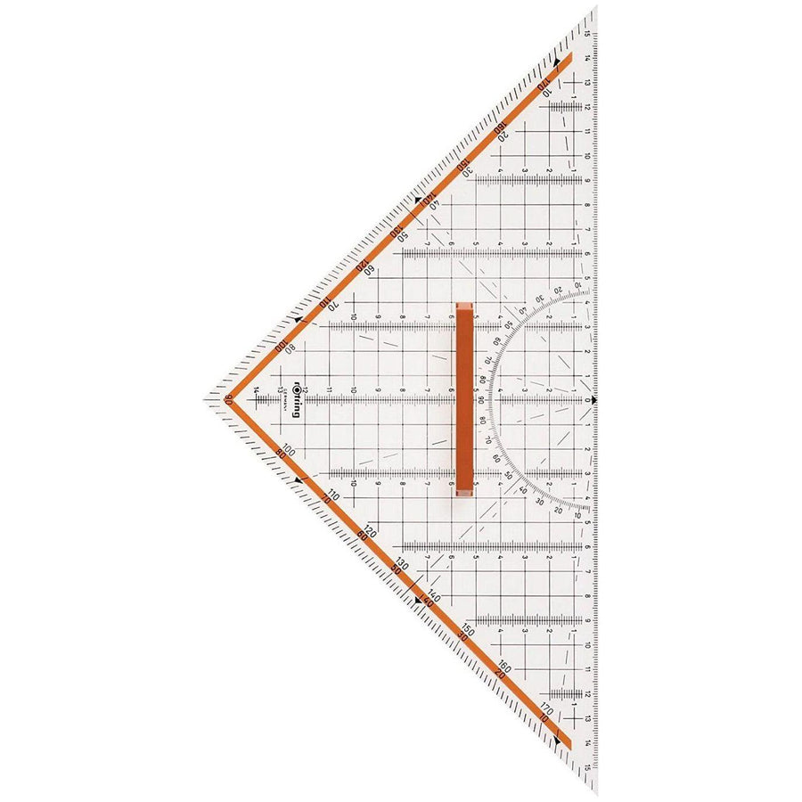 rOtring طقم مركزي مربع مع منقلة نصف دائرية (1° - 180°)، الوتر 32 سم