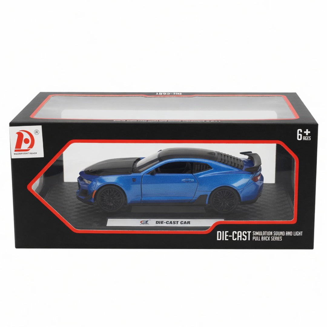CHE ZHI 1:24 Scale Chevrolet Camaro ZL1 Die-Cast Model Car – Blue Pull-Back Series with Sound and Light