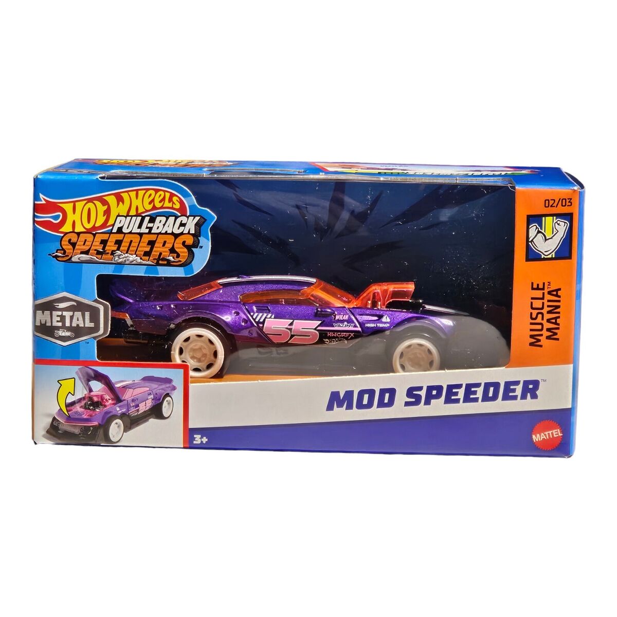 Mattel Hot Wheels Pull-Back Speeders Toy Car in 1:43 Scale,  High-Performance - MOD SPEEDER