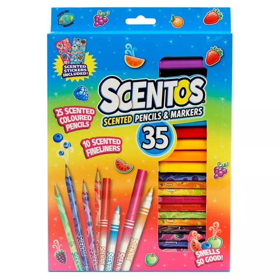 Scentos Scented Markers And Pencils Pack Of 35