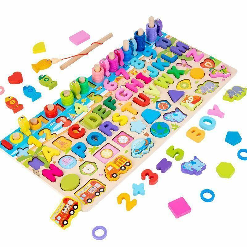 Wooden Montessori Toys Logarithmic Busy Board Multifunctional Traffic Number Kit