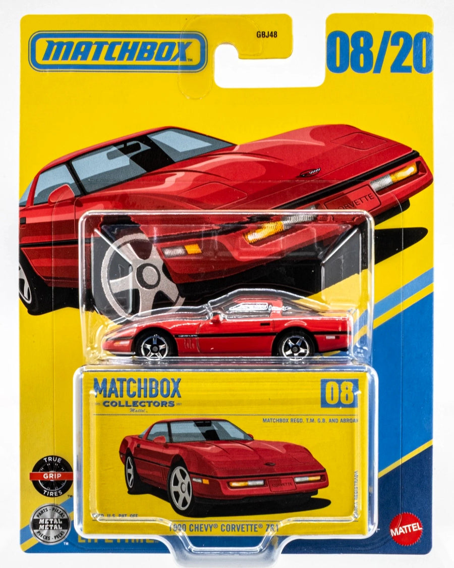 نموذج Matchbox 1990 Chevy Corvette ZR1 المصبوب بمقياس 1:64