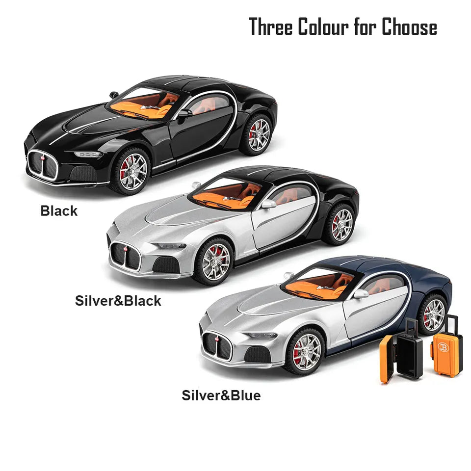 CHE ZHI Toy Car Diecast 1:24 Scale Bugatti Toy Car Alloy - grey