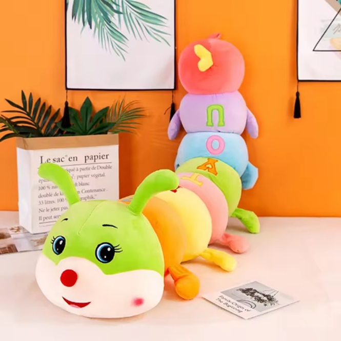 80cm Long Colorful Cognitive Plush Worm Stuffed Doll Toys Soft Worm Pillow Educational Gift for Kids Birthday