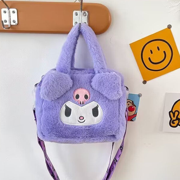 Kawaii Sanrio Bag Kuromi Plush Shoulder Bag Handbag Women Storage Bag - Purple