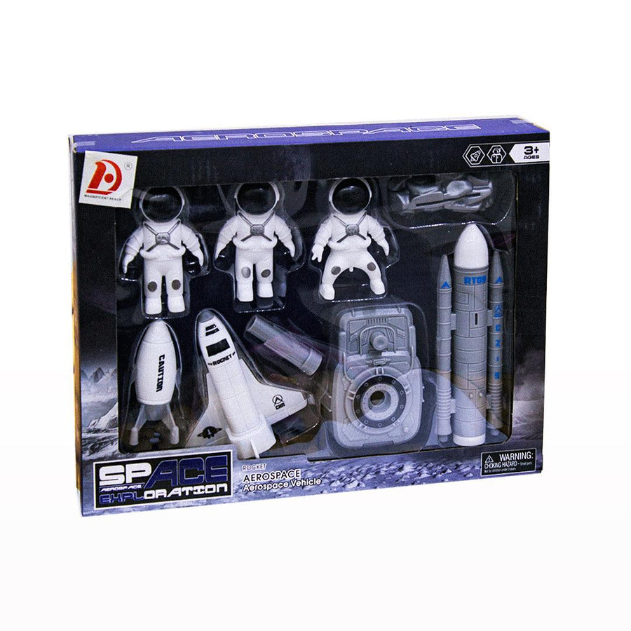 Space Exploration Aerospace Vehicle Set - 9-Piece Astronaut Playset with Rockets, Spaceship, and More