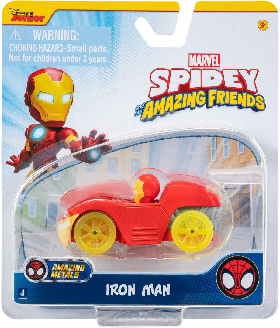 Disney Junior Marvel Spidey and his Amazing Friends Amazing Metals Race Car 1:64 Scale - Iron Man