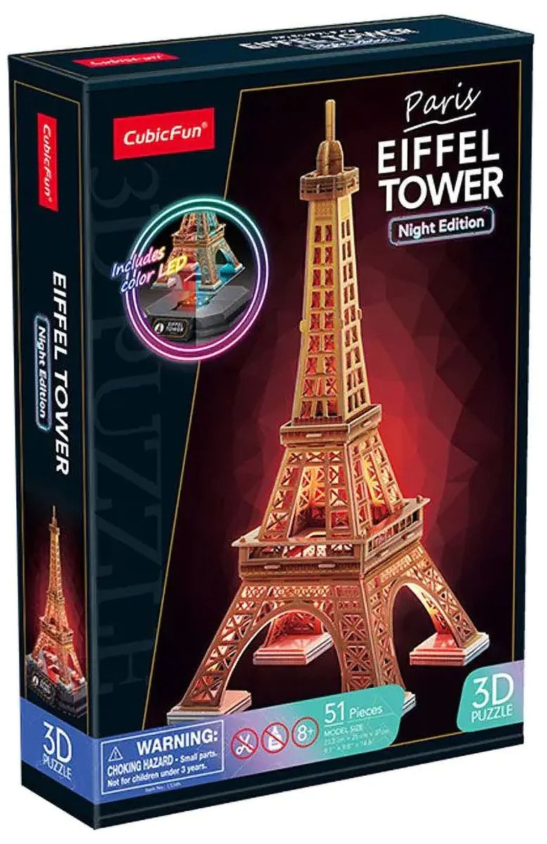 CubicFun Night Edition Eiffel Tower 3D Puzzles 23.2 × 25 × 37cm  51 pcs