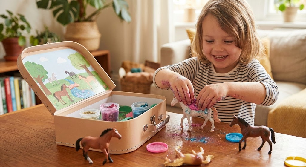 Glitter Horse World Suitcase Set - 6 Horses & Clay