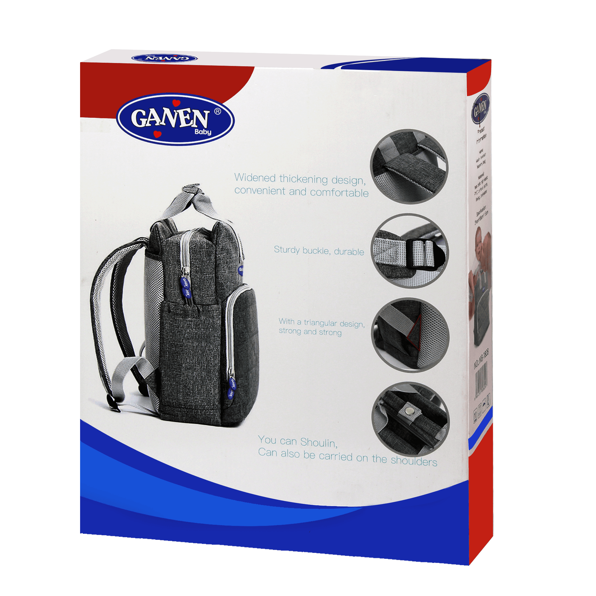 Ganen baby Diaper Bag Backpack Maternity Bags For Mother Baby Nappy Handbag - Grey - BumbleToys - 0-24 Months, Boys, Girls, Toy Land