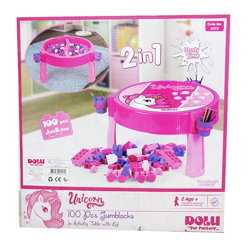 2 IN1 Activity Table With Building Blocks – 100 Pcs - BumbleToys - 2+ Years, 8-13 Years, Blocks, Cecil, Girls, LEGO