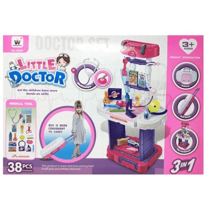 3 In 1 Little Doctor Play Set With Medical Tools 38 Pcs - BumbleToys - 5-7 Years, Girls, Roleplay, Toy House
