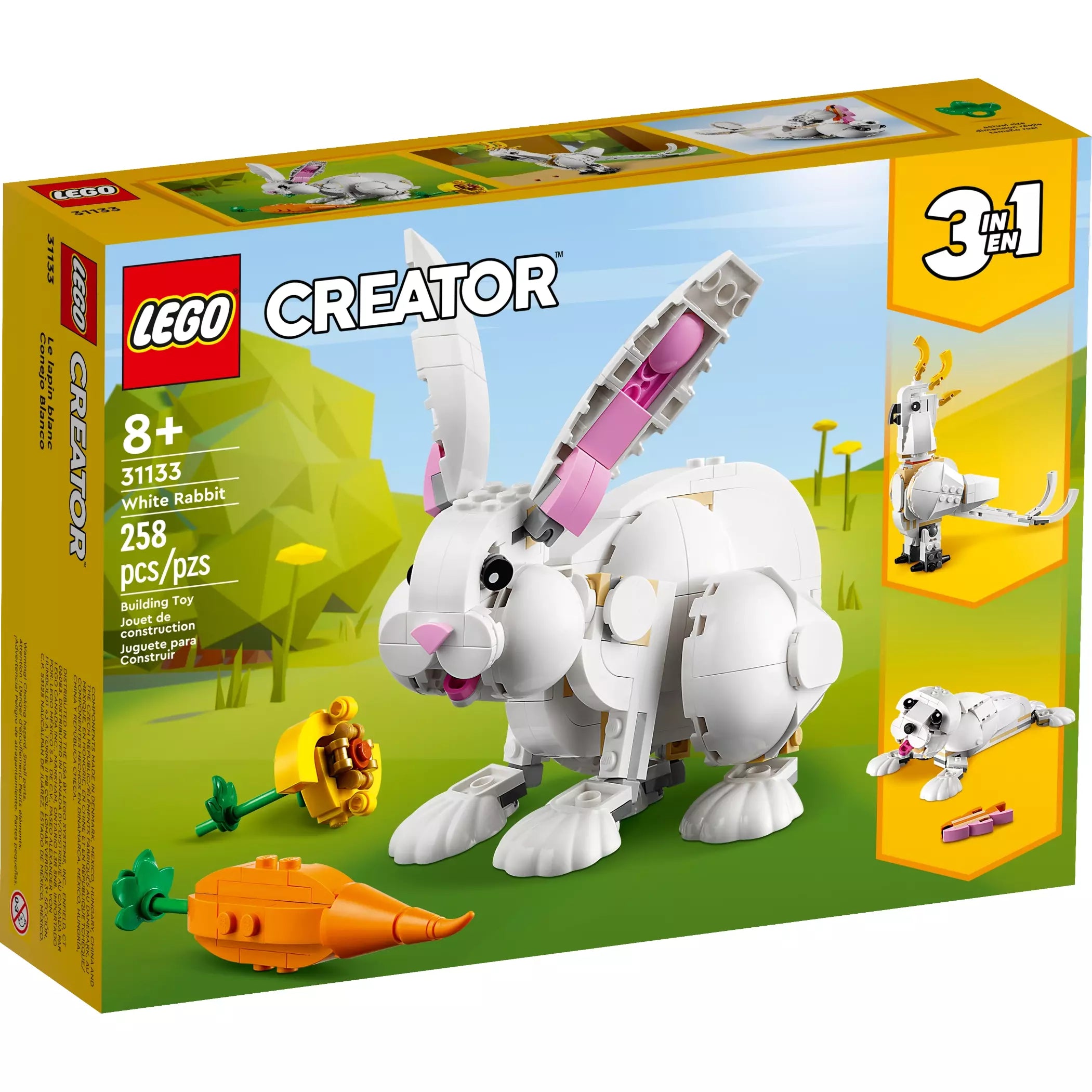 LEGO 31133 Creator 3in1 White Rabbit Animal Toy Building Set, Easter Bunny to Seal and Parrot Figures. - BumbleToys - 5-7 Years, Boys, Creator, Creator 3In1, LEGO, OXE, Pre-Order, White Rabbit