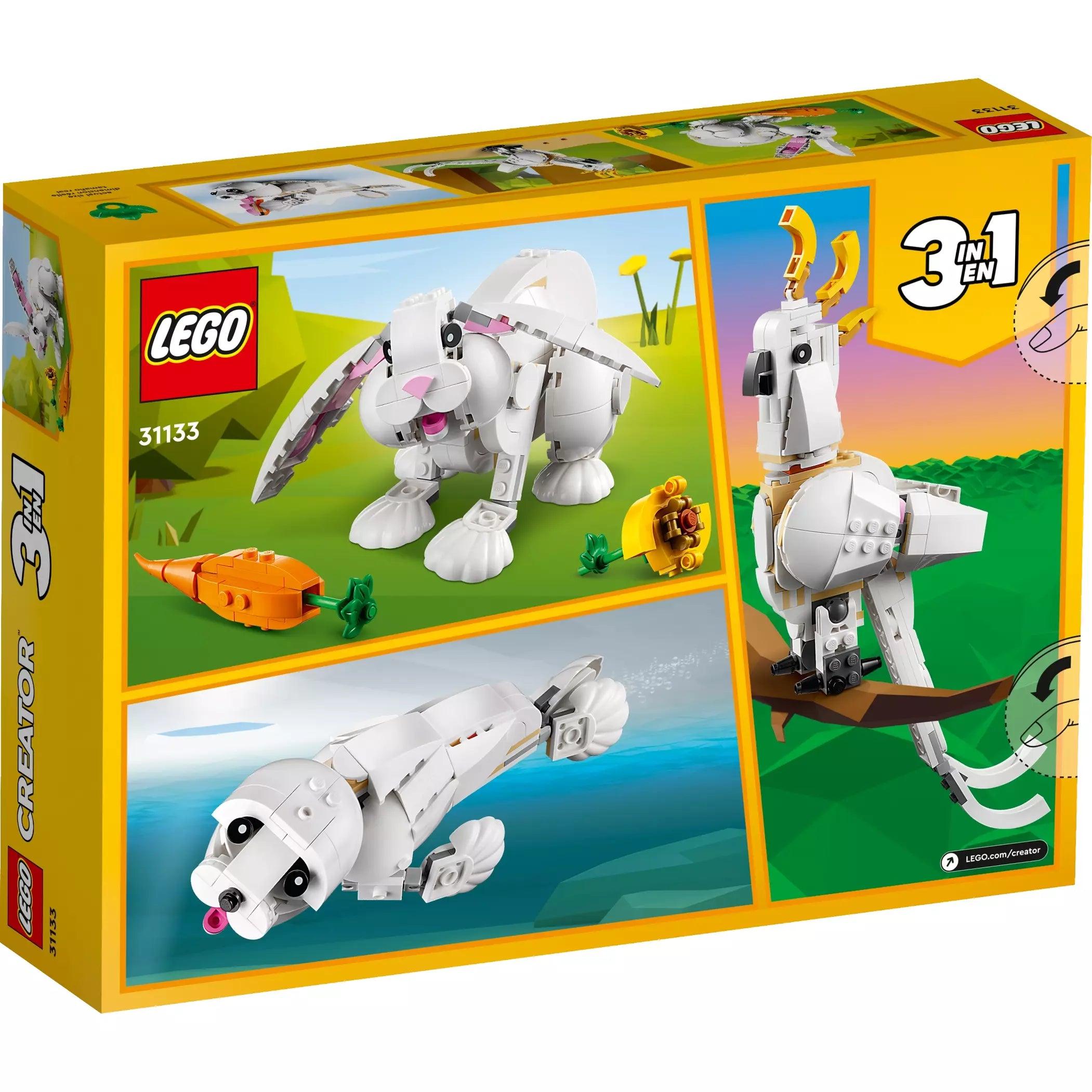 LEGO 31133 Creator 3in1 White Rabbit Animal Toy Building Set, Easter Bunny to Seal and Parrot Figures. - BumbleToys - 5-7 Years, Boys, Creator, Creator 3In1, LEGO, OXE, Pre-Order, White Rabbit