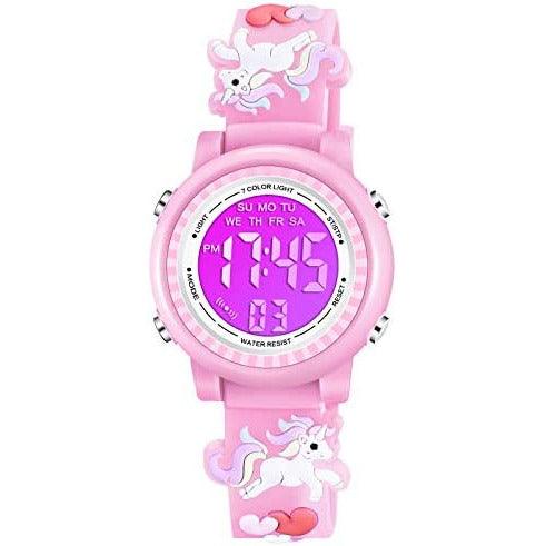 Kids Watches Waterproof 3D Cute Cartoon Digital Girl Watch - Pink - BumbleToys - 5-7 Years, Girls, OXE, Pre-Order, Wrist Watches