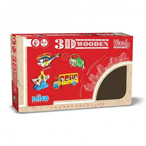 Nilco 20412 3D Coloring Wooden Transportation