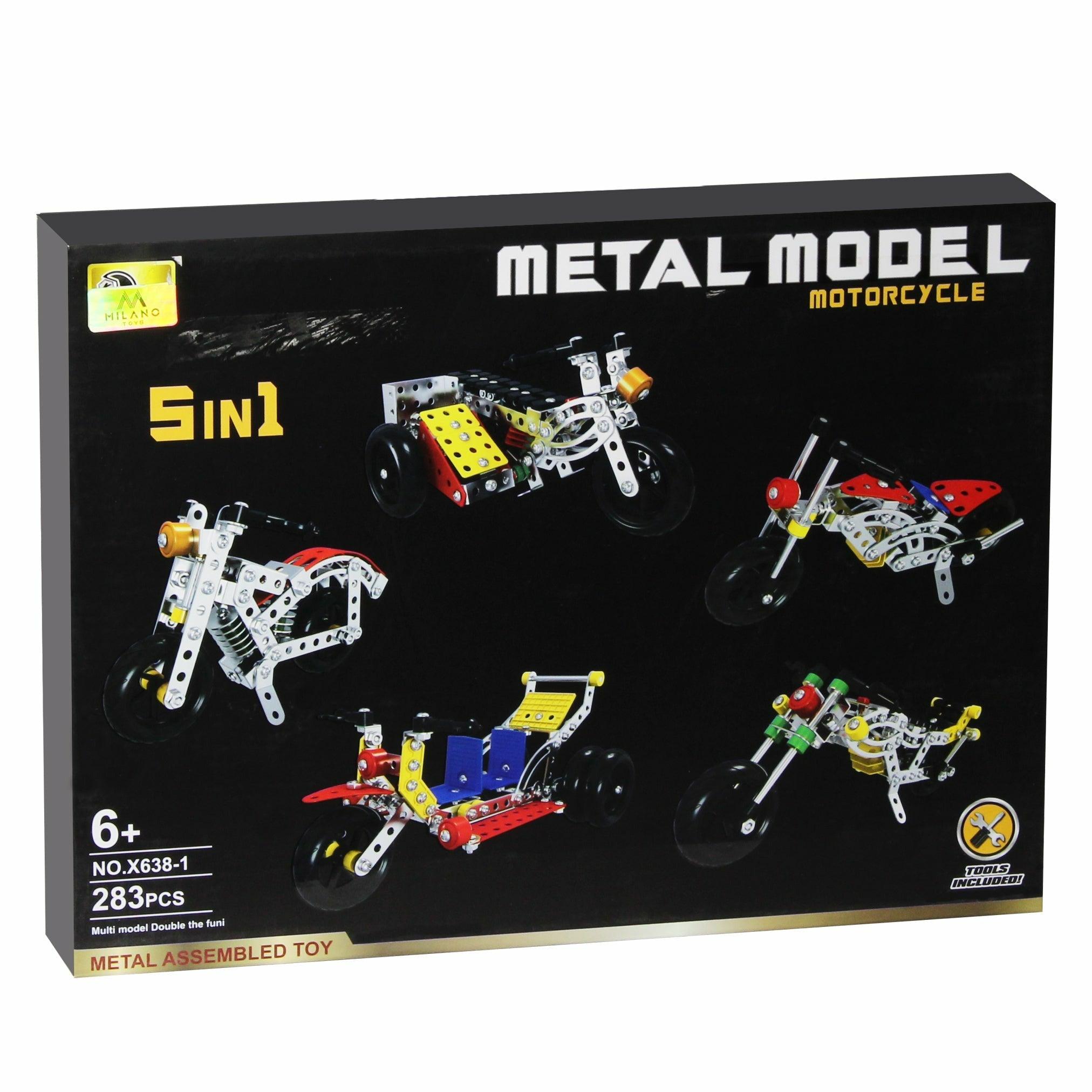 5 In 1 Metal Model Motorcycle Building Kit 6381 Stem Engineering Education Toy ( 283 Pcs) - BumbleToys - 6+ Years, Bike, Boys, Building Sets & Blocks, LEGO, Meccano
