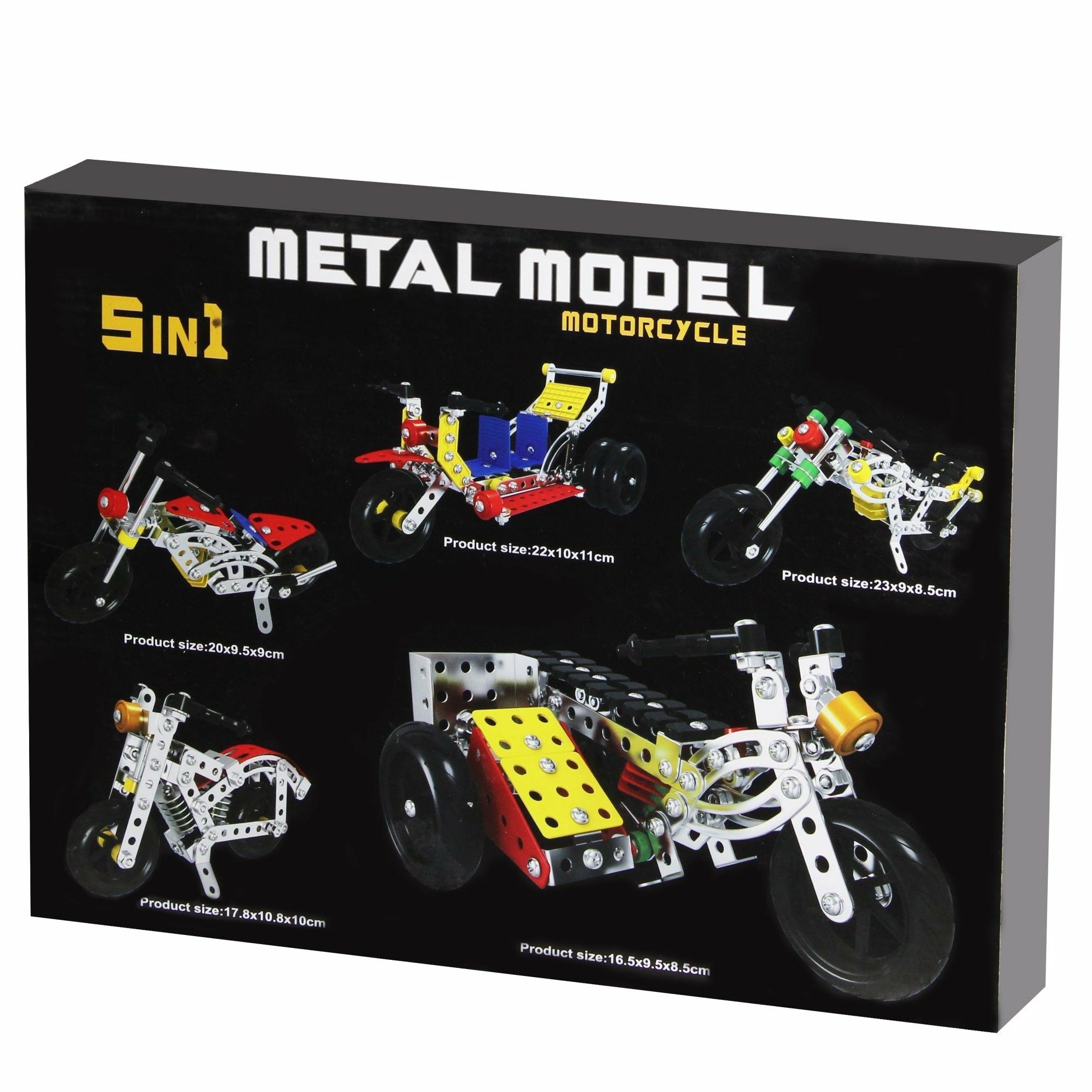 5 In 1 Metal Model Motorcycle Building Kit 6381 Stem Engineering Education Toy ( 283 Pcs) - BumbleToys - 6+ Years, Bike, Boys, Building Sets & Blocks, LEGO, Meccano