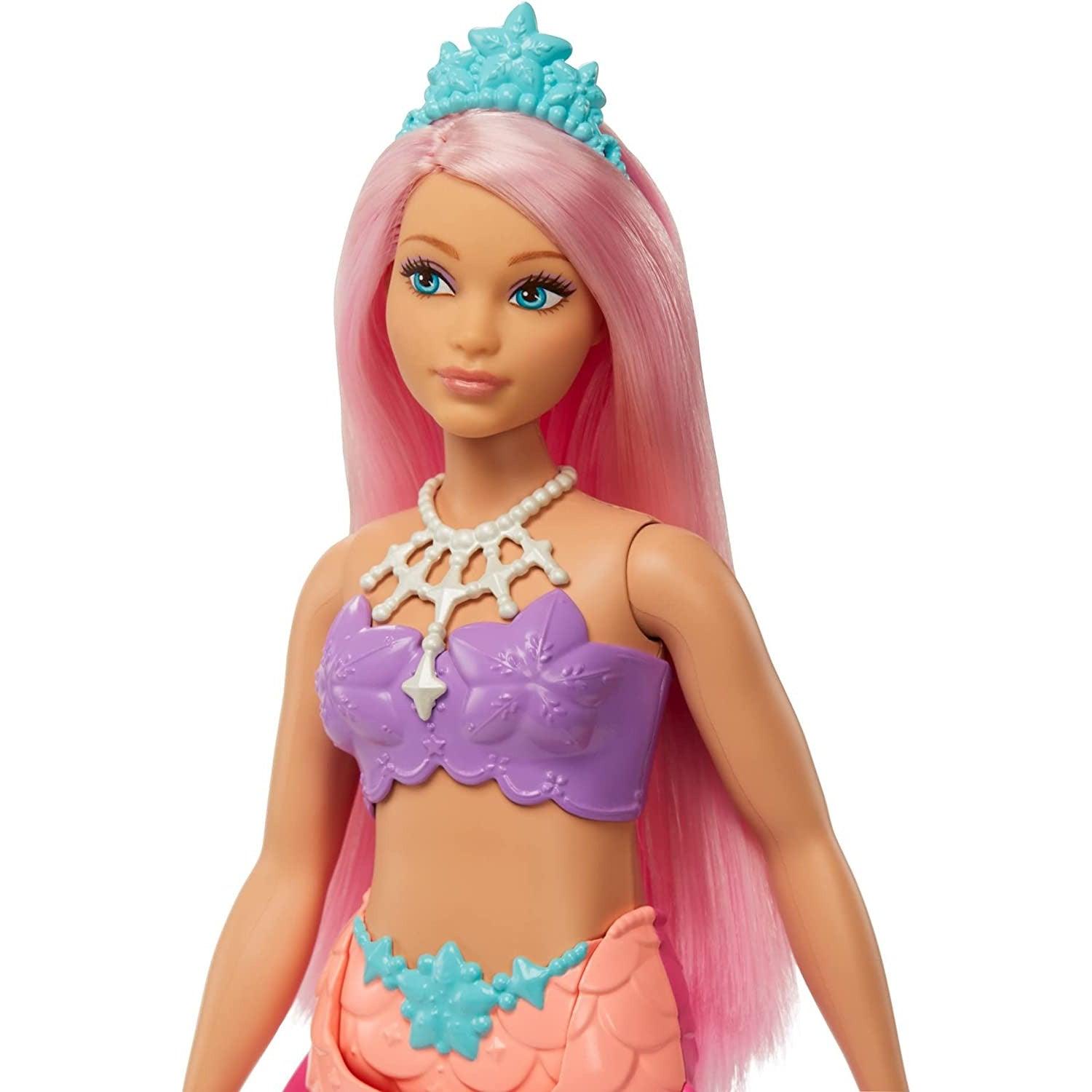 Barbie Dreamtopia Mermaid Doll (Curvy, Pink Hair) with Pink Ombre Mermaid Tail and Tiara - BumbleToys - 5-7 Years, Barbie, Fashion Dolls & Accessories, Girls, Mermaid, Pre-Order