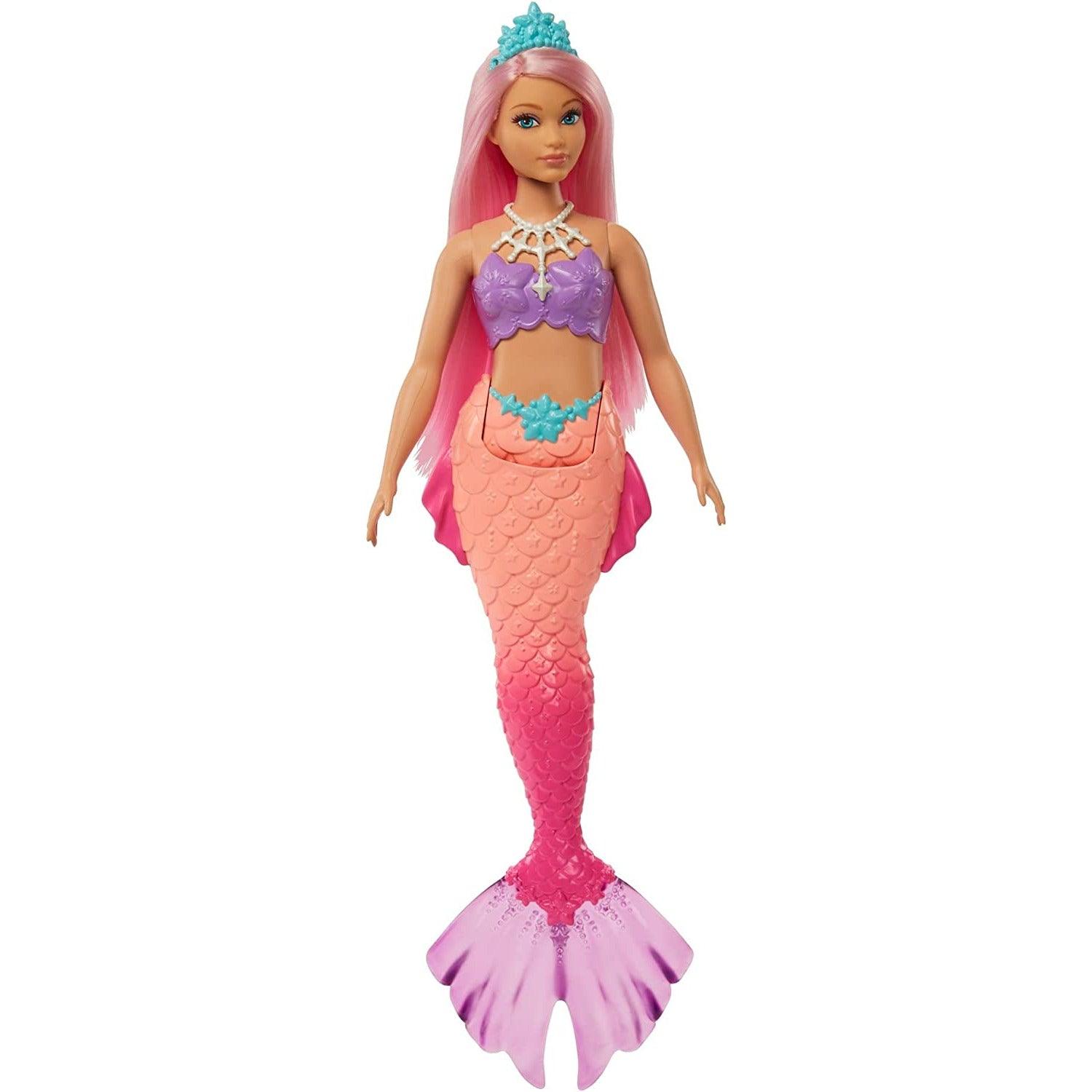 Barbie Dreamtopia Mermaid Doll (Curvy, Pink Hair) with Pink Ombre Mermaid Tail and Tiara - BumbleToys - 5-7 Years, Barbie, Fashion Dolls & Accessories, Girls, Mermaid, Pre-Order