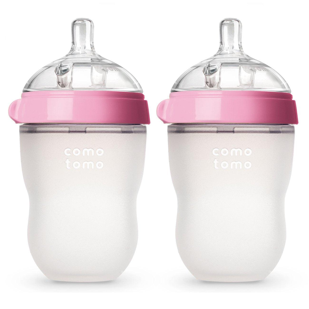 Comotomo Baby Bottle, Pink, 8 Ounce (2 Count) - BumbleToys - 0-24 Months, Babies, Baby Saftey & Health, Boys, Comotomo, Feeding Bottle, Girls, Pre-Order, Water Bottle