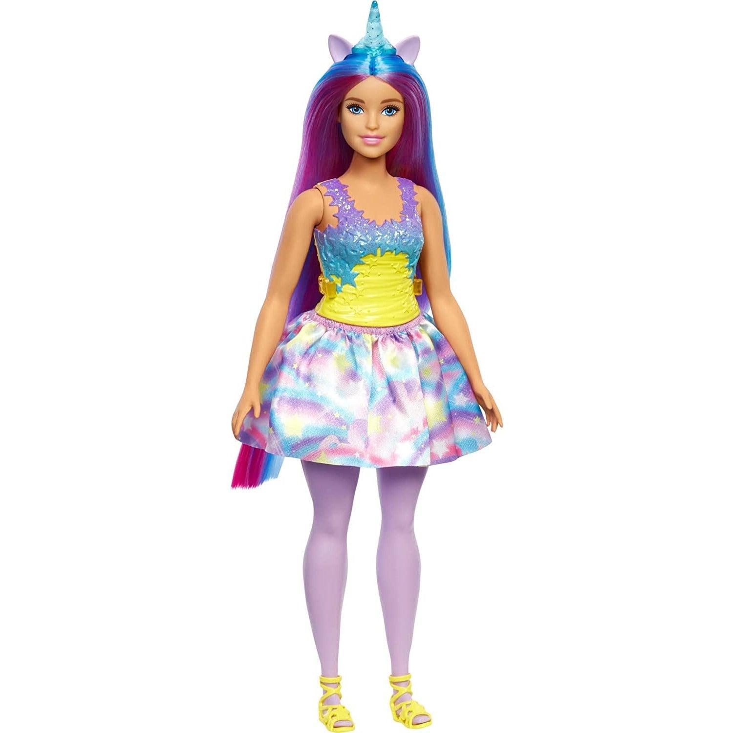 Barbie Dreamtopia Unicorn Doll (Curvy, Blue Purple Hair), with