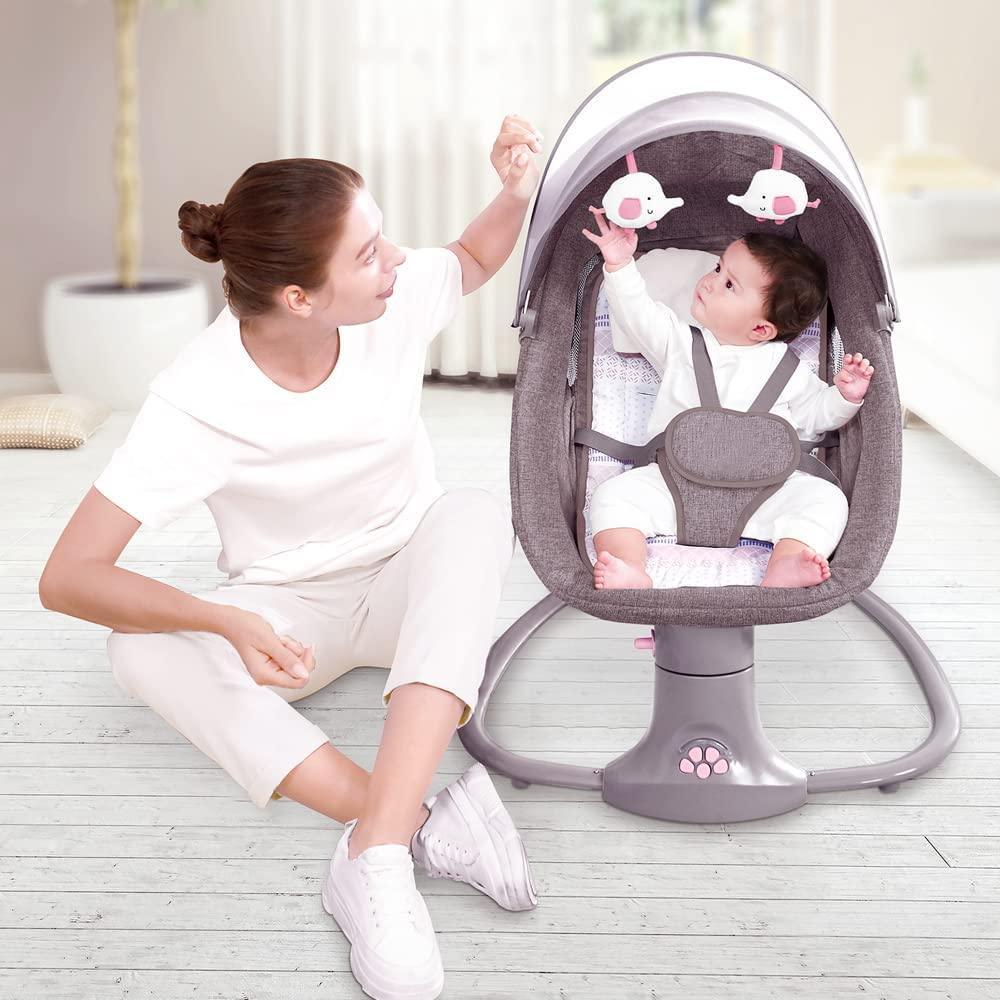 Baby Swing for Infants 3-in-1 Adjustable backrest Baby Bouncer Electric Adjustable Rocking Chair rocker, sleeper and bassinet PINK - BumbleToys - 0-24 Months, Bouncers & Rockers, Boys, Girls, Toy Land