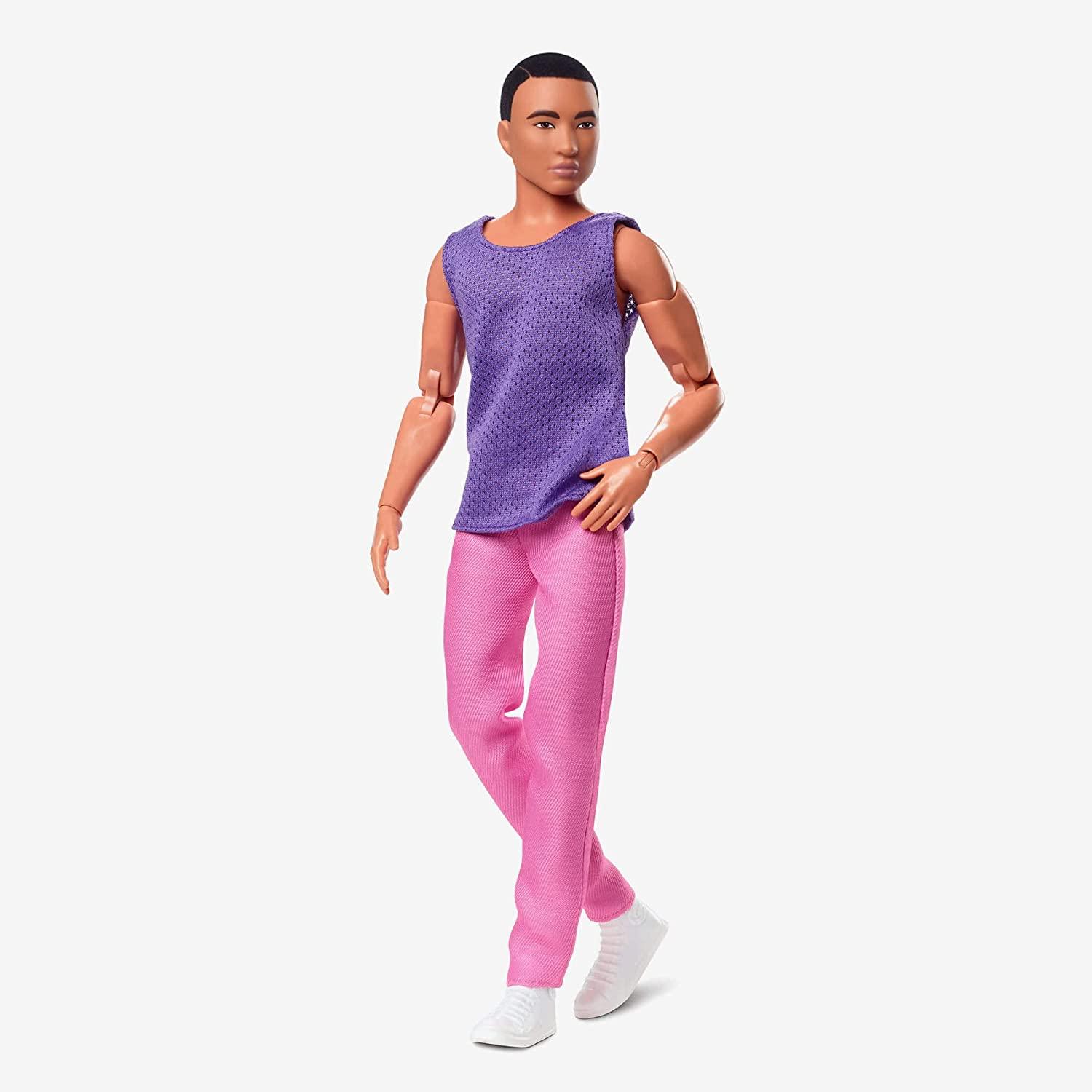 Ken Doll, Barbie Looks, Black Hair, Color Block Outfit, Purple Mesh Top with Pink Pants, Style and Pose, Fashion Collectibles - BumbleToys - 5-7 Years, Barbie, Barbie Looks, Fashion Dolls & Accessories, Girls, Pre-Order