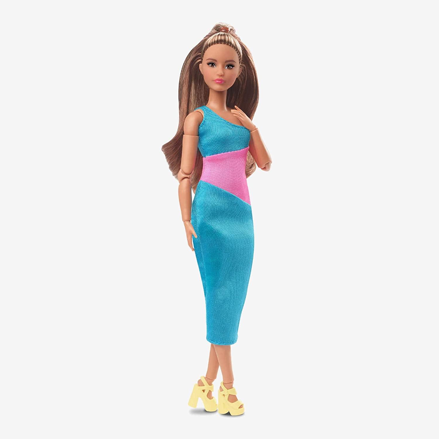 Barbie Looks Doll, Brunette, Color Block One-Shoulder Midi Dress, Style and Pose, Fashion Collectibles, Barbie Signature Looks 2023 - BumbleToys - 5-7 Years, Barbie, Fashion Dolls & Accessories, Girls, Pre-Order
