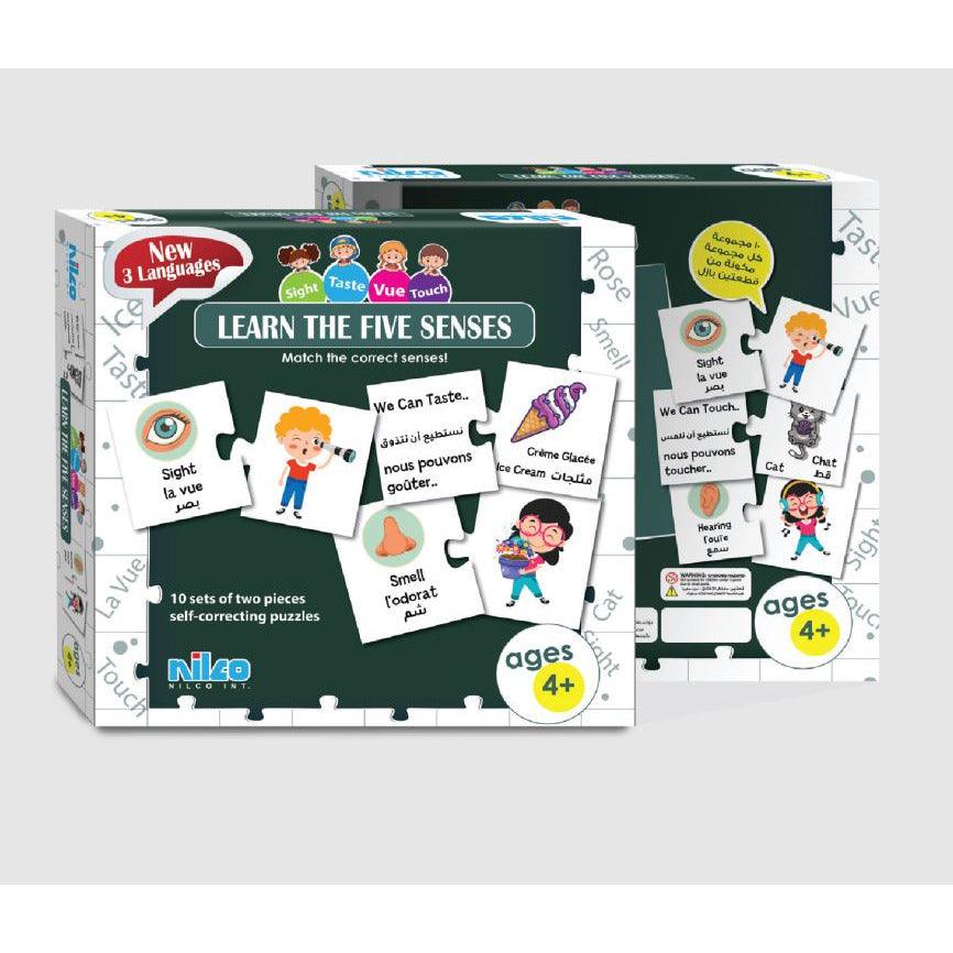 Nilco Learn The Five Senses Learning Puzzle - BumbleToys - 5-7 Years, Card & Board Games, Nilco, Pre-Order, Puzzle & Board & Card Games, Unisex