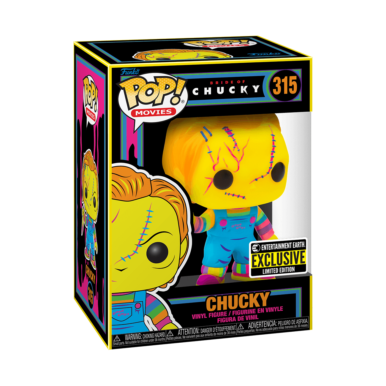 Funko Pop Bride of Chucky Black Light Entertainment Earth Exclusive Edition 315 - BumbleToys - 18+, Action Figures, Boys, Characters, Funko, Pre-Order