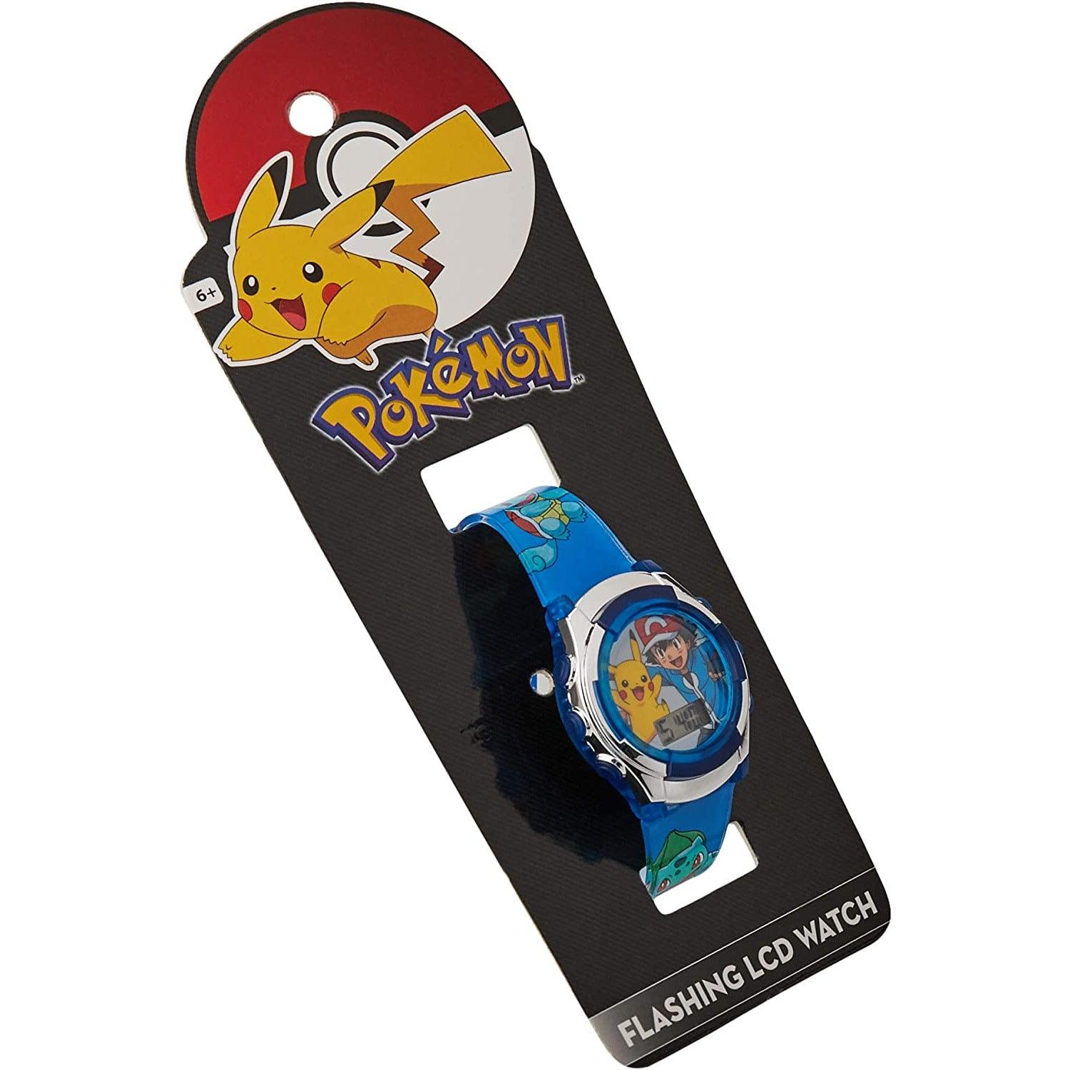 ساعة يد Accutime Kids Pokemon Pikachu & Ash الرقمية LCD كوارتز زرقاء بحزام أزرق ، هدية رائعة وغير مكلفة ومناسبة للحفلات للأطفال الصغار والأولاد والبنات والكبار من جميع الأعمار (موديل: POK3017)