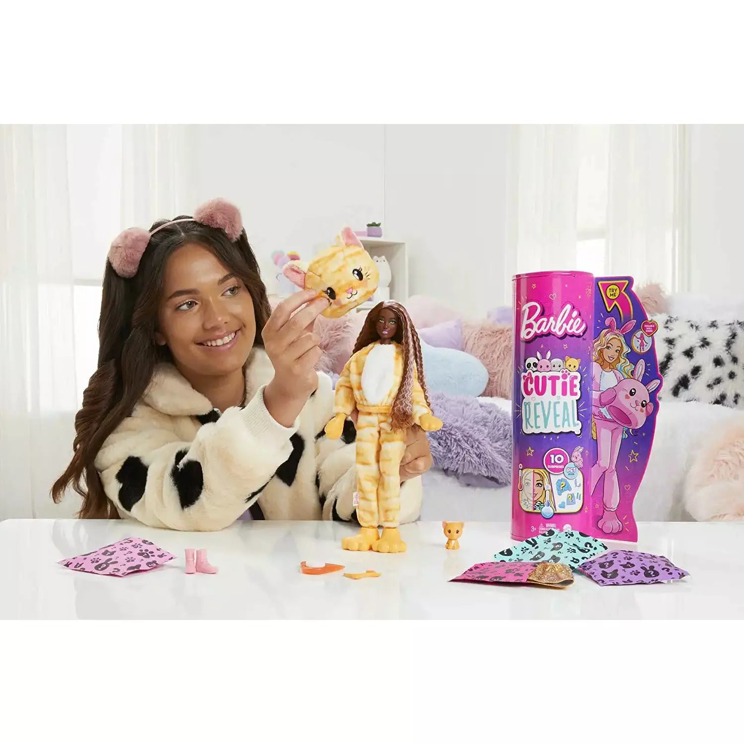 Barbie Cutie Reveal Doll With Kitty Plush Costume & 10 Surprises Including Mini Pet & Color Change - BumbleToys - 5-7 Years, Barbie, Fashion Dolls & Accessories, Girls, OXE, Pre-Order