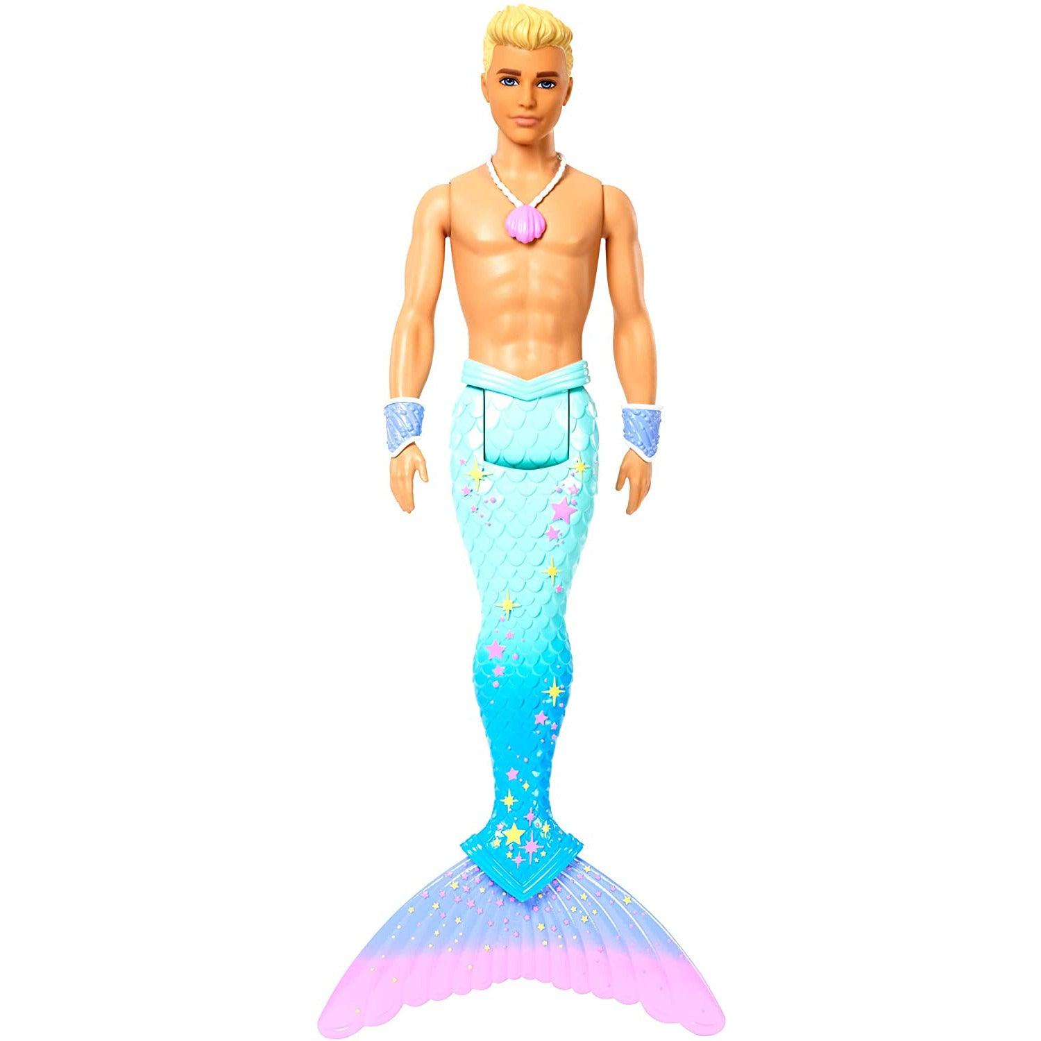 Barbie Dreamtopia Merman Doll, Approx. 12-Inch with Blue Rainbow Tail and Blonde Hair