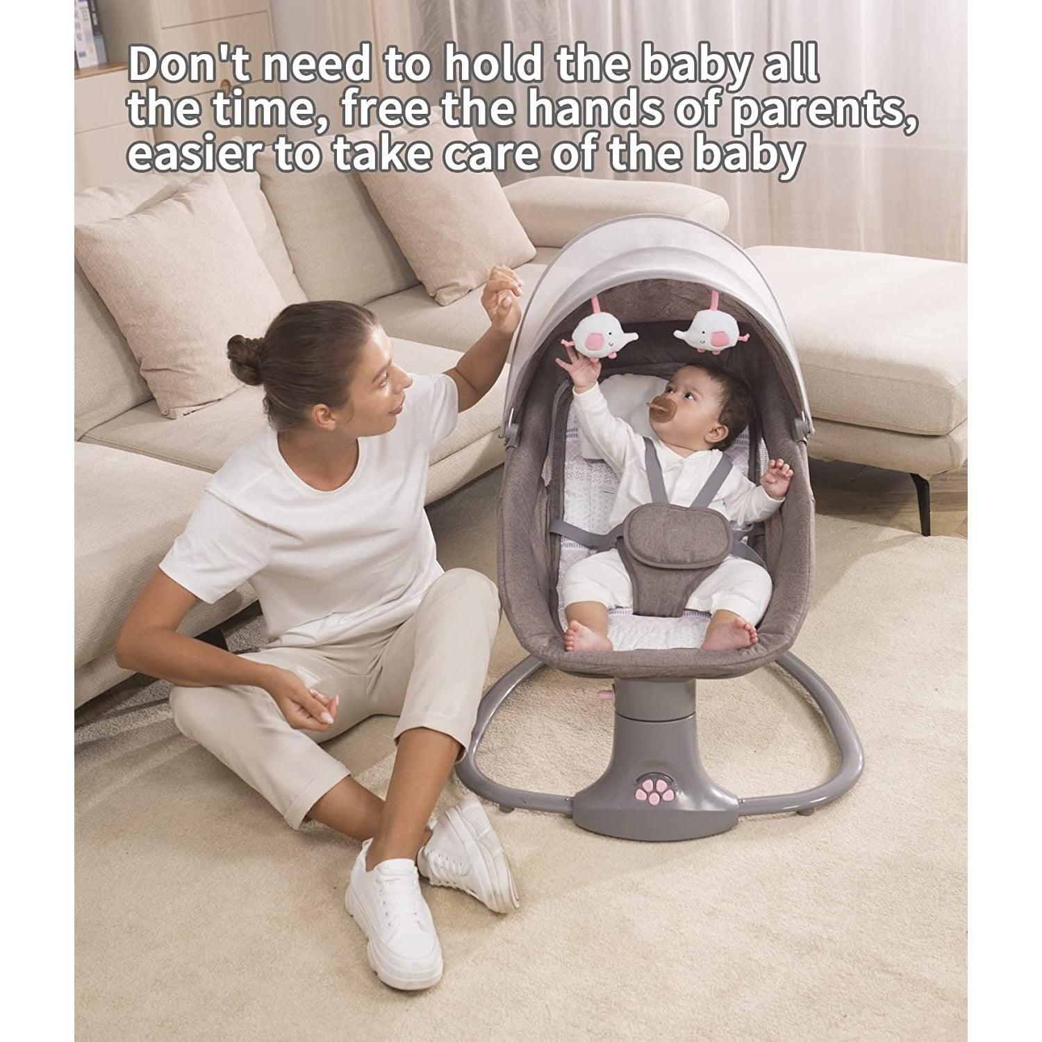 Baby Swing for Infants 3-in-1 Adjustable backrest Baby Bouncer Electric Adjustable Rocking Chair rocker, sleeper and bassinet PINK - BumbleToys - 0-24 Months, Bouncers & Rockers, Boys, Girls, Toy Land