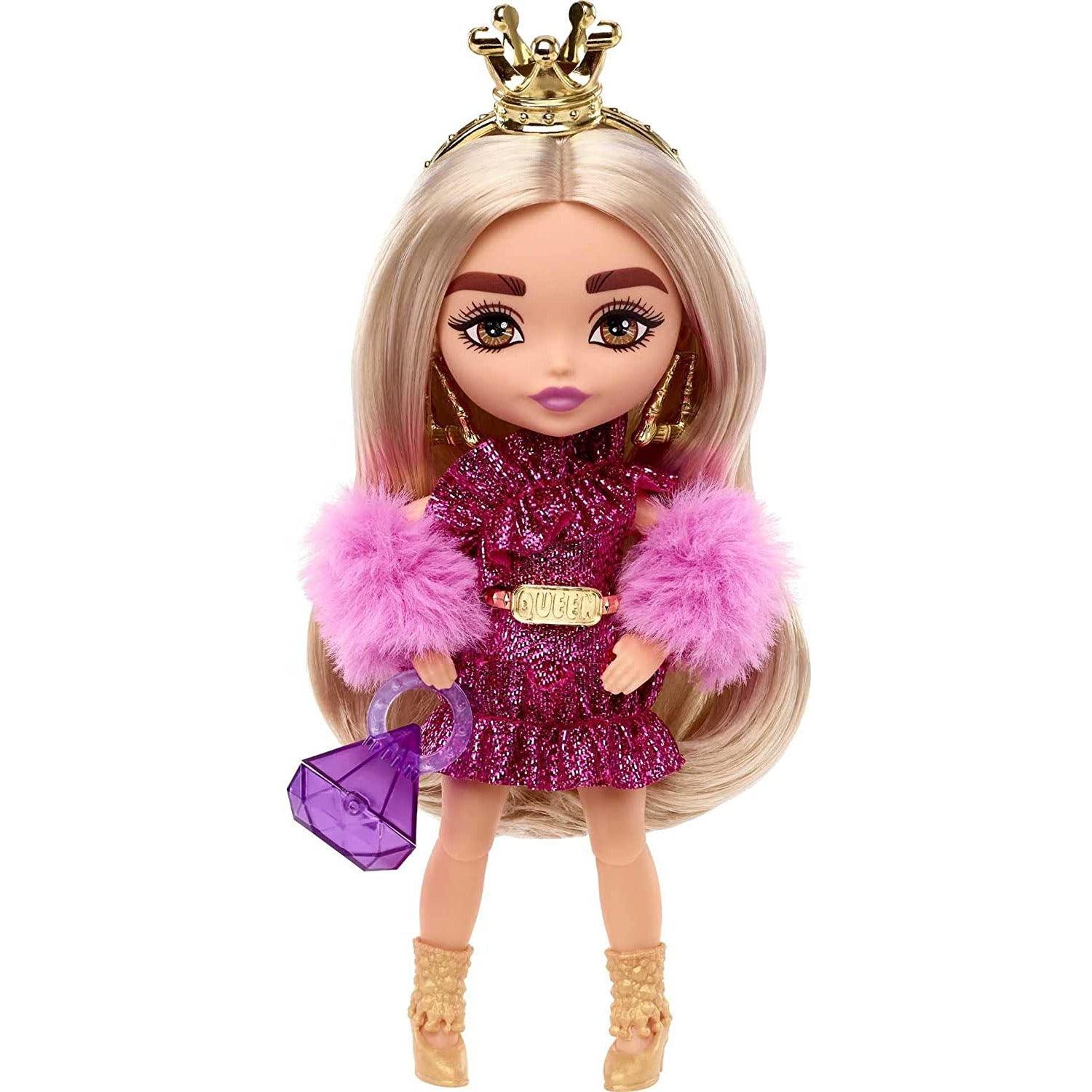 Barbie Extra Minis Doll #8 (5.5 in) Wearing Shimmery Dress & Furry Shrug, with Stand & Accessories - BumbleToys - 5-7 Years, Barbie, Barbie Extra, Dolls, Fashion Dolls & Accessories, Girls, Miniature Dolls & Accessories, OXE, Pre-Order