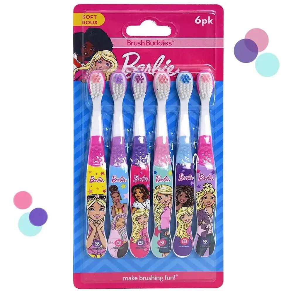 Brush Buddies Barbie Kids Toothbrushes, Manual Toothbrushes for Kids, Toothbrush for Toddlers 2-4 Years, Barbie Childrens Toothbrush, Soft Toothbrushes, 6PK - BumbleToys - 4+ Years, 5-7 Years, Baby Saftey & Health, Barbie, Toothbrush