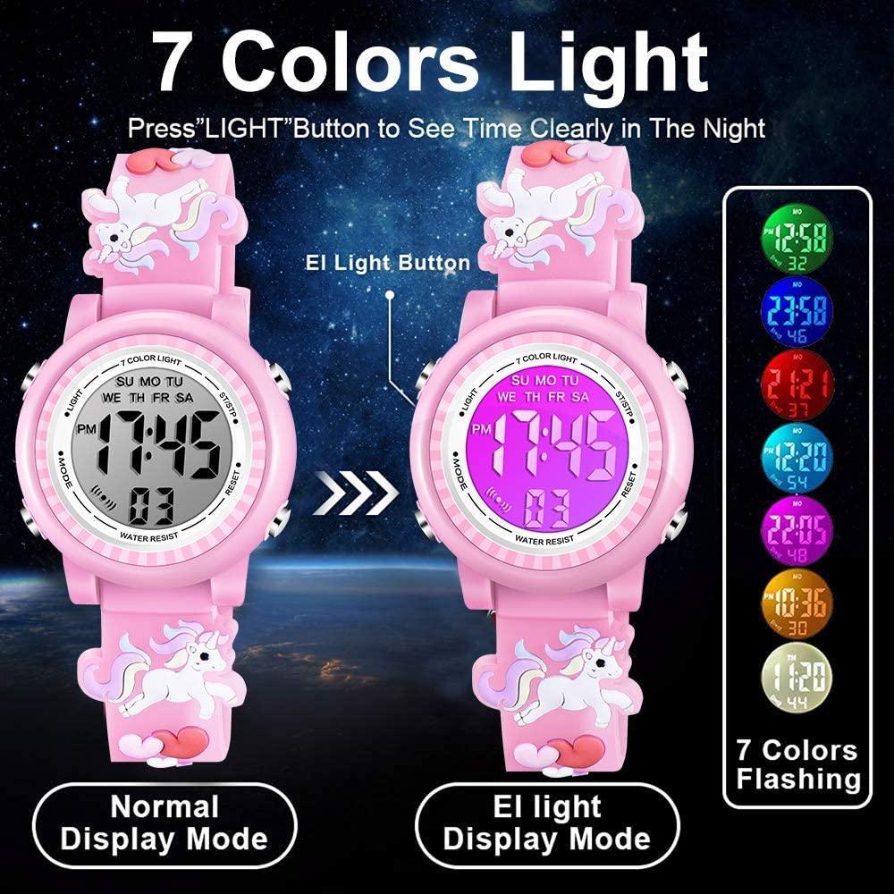 Kids Watches Waterproof 3D Cute Cartoon Digital Girl Watch - Pink - BumbleToys - 5-7 Years, Girls, OXE, Pre-Order, Wrist Watches